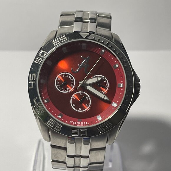 Alabama Crimson Tide NCAA Stainless-Steel Chronograph Men's Watch by Fossil NEW - Picture 5 of 7